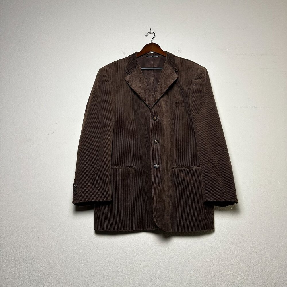 Croft & Barrow Corduroy Blazer Men 46R Brown Sport Coat Jacket Prep Office Casu